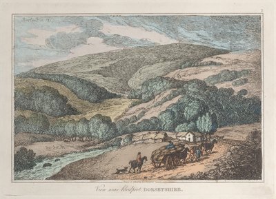 Widok w pobliżu Bridport, Dorsetshire, z Sketches from Nature, 1819-22., 1819-22. autorstwa Thomas Rowlandson