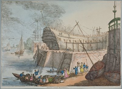 Widok na dok Brunswick autorstwa Thomas Rowlandson