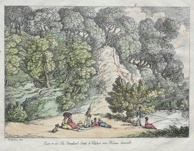 Widok na posiadłość Sir Johna Moresheads w Blisland niedaleko Bodmin, Kornwalia, 1805. autorstwa Thomas Rowlandson