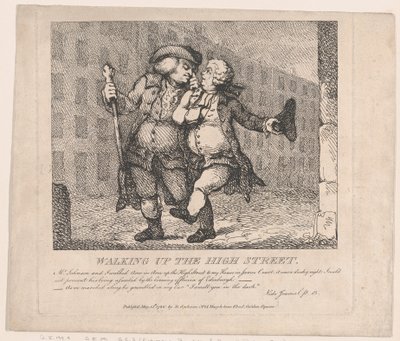 Spacer po High Street, Edynburg Malownicze piękności Boswell, część F..., 15 maja 1786. autorstwa Thomas Rowlandson