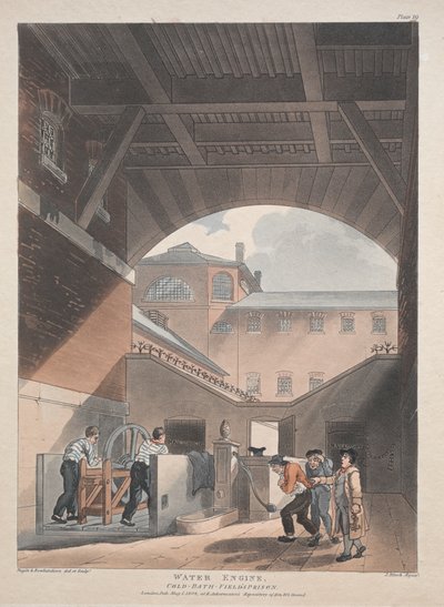 Silnik wodny, zimna kąpiel, więzienie polowe autorstwa Thomas Rowlandson