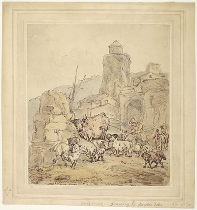 Pojenie bydła autorstwa Thomas Rowlandson