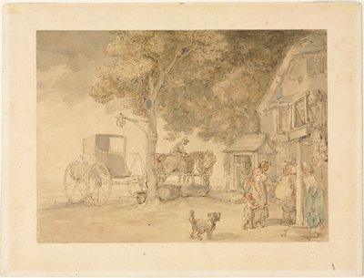Podlewanie koni autorstwa Thomas Rowlandson