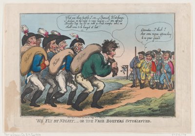 Lecimy nocą albo przechwyceni wolni Booters, 27 sierpnia 1808 r., 27 sierpnia 1808 r. autorstwa Thomas Rowlandson