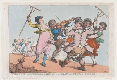 Dziki Irlandczyk, czyli Paddy z Cork ze swoim płaszczem zapinanym za guzikami, 1818., 1818. autorstwa Thomas Rowlandson