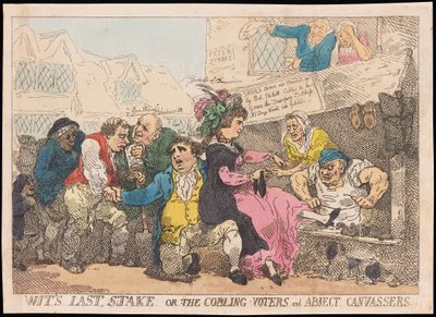 Wits Last Stake lub The Cobling Voters and Abject Canvassers, wyd. (ręcznie kolorowy grawer) autorstwa Thomas Rowlandson