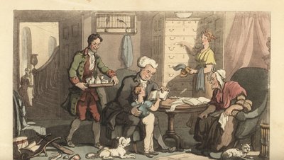 Chłopiec na lekcjach z korepetytorem i babcią autorstwa Thomas Rowlandson