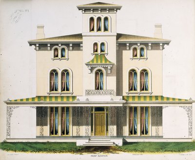 Elewacja frontowa willi nr 1 z projektu „Projekty architektoniczne wzorcowych rezydencji wiejskich” autorstwa Thomas S. Sinclair