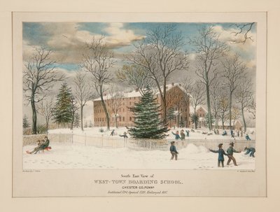 West-Town Boarding School (widok południowo-wschodni), Chester Co., Pa. autorstwa Thomas S. Sinclair