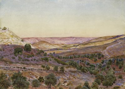 Wzgórza Moabu i Dolina Hinnom, 1854 (akwarela i kolor nadwozia) autorstwa Thomas Seddon