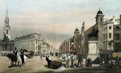 Wejście do Strand od Charing Cross, z „London As It Is”, grawerowane i pub. przez artystę autorstwa Thomas Shotter Boys