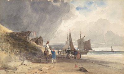 Figurki na plaży, północna Francja, 1830. autorstwa Thomas Shotter Boys