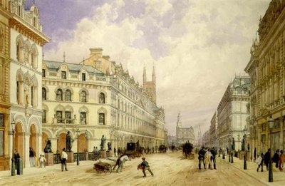 Holborn Viaduct patrząc na wschód, City of London autorstwa Thomas Shotter Boys