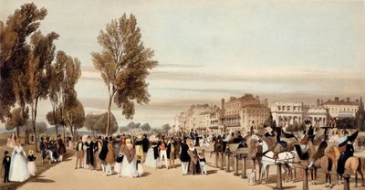 Hyde Park, w kierunku Grosvenor Gate z „Londynu, który jest czerpany z natury”, 1842 autorstwa Thomas Shotter Boys