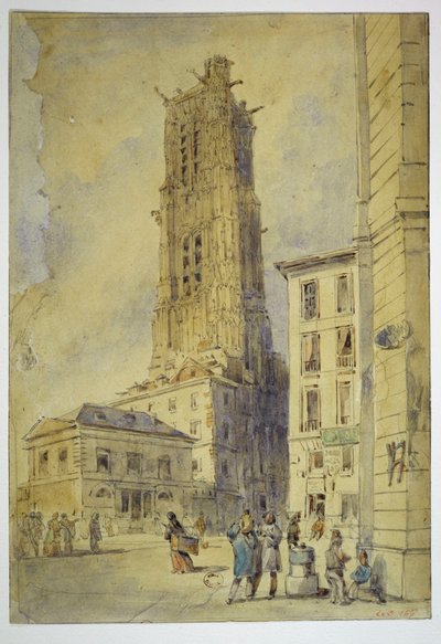 Wieża Saint-Jacques przed odsłonięciem, w 1836 roku autorstwa Thomas Shotter Boys