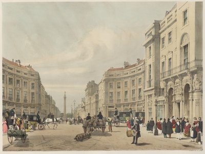 London As It Is: Regent Street, z widokiem na kolumnę księcia Yorku autorstwa Thomas Shotter Boys