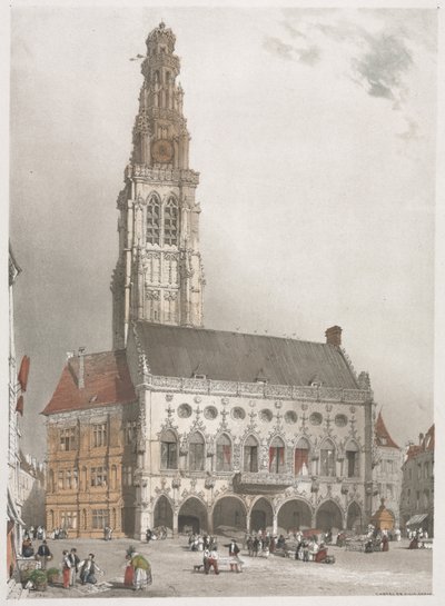 Malownicza architektura w Paryżu, Gandawie, Antwerpii, Rouen, 1839. autorstwa Thomas Shotter Boys