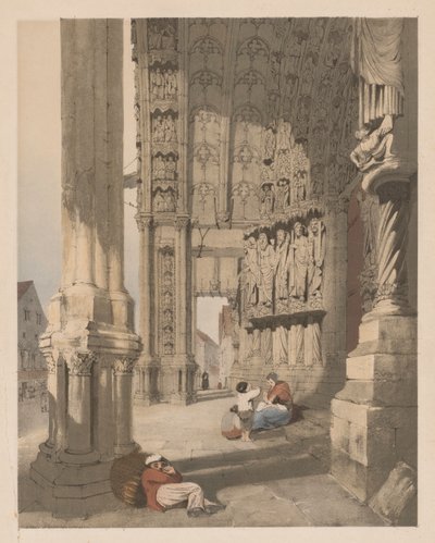 Malownicza architektura w Paryżu, Gandawie, Antwerpii, Rouen itd.: Ganek południowy katedry w Chartres, autorstwa Thomas Shotter Boys