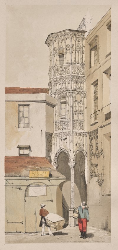 Malownicza architektura w Paryżu, Gandawie, Antwerpii, Rouen: Hotel de la Tremouille, Rue des Bourbonnois, Paryż autorstwa Thomas Shotter Boys