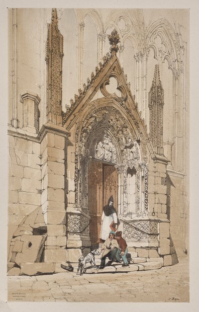 Malownicza architektura w Paryżu, Gandawie, Antwerpii, Rouen: Czerwone Drzwi, Notre Dame, Paryż autorstwa Thomas Shotter Boys