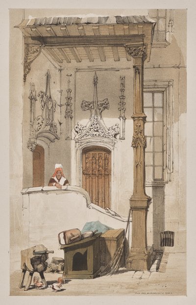 Malownicza architektura w Paryżu, Gandawie, Antwerpii, Rouen: Rue des Marmousets, Paryż autorstwa Thomas Shotter Boys