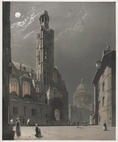 Malownicza architektura w Paryżu, Gandawie, Antwerpii, Rouen: St. Etienne du Mont..., 1839. autorstwa Thomas Shotter Boys