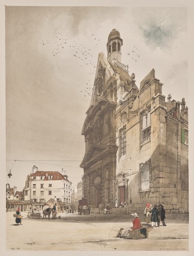 Malownicza architektura w Paryżu, Gandawie, Antwerpii, Rouen: St. Etienne du Mont, Paryż autorstwa Thomas Shotter Boys