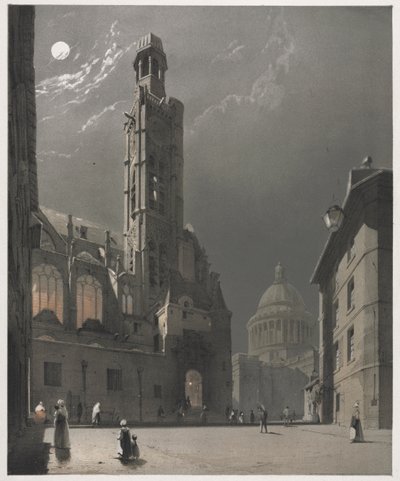 Architektura malownicza w Paryżu, Gandawie, Antwerpii, Rouen: St. Etienne du Mont i Panteon, Paryż autorstwa Thomas Shotter Boys