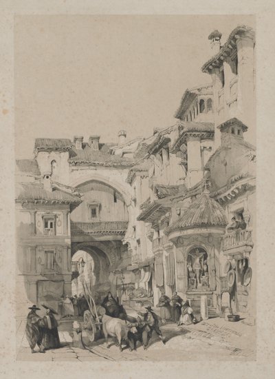 Malownicze szkice w Hiszpanii: Brama Vivarrambla, Granada autorstwa Thomas Shotter Boys
