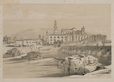 Malownicze szkice w Hiszpanii: pozostałości rzymskiego mostu na Guadalquiver, Cordova, 1837. autorstwa Thomas Shotter Boys
