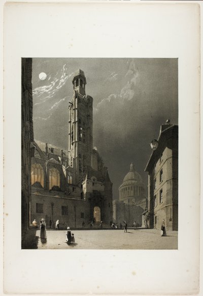 St Etienne du Mont i Panteon, Paryż, płyta 20 z Picturesque Architecture in Paris, Ghent, Antwerp, Rouen, Etc. autorstwa Thomas Shotter Boys