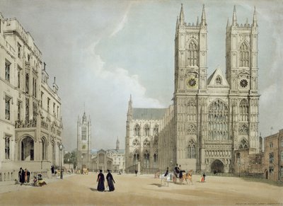 Westminster Abbey and Hospital, z „London As It Is”, grawerowane i opublikowane przez artystę, 1842 (patrz 8674) autorstwa Thomas Shotter Boys