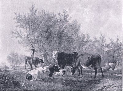 Krajobraz z bydłem, z The Magazine of Art 1893, Cassell and Company autorstwa Thomas Sidney Cooper