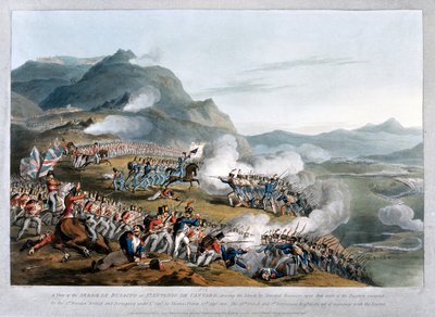 Widok Sierra de Busaco w St. Antonio de Cantaro, przedstawiający atak marszałka Reigniersa, sztychowany przez Charlesa Turnera, opublikowany 1812 (akwatinta) autorstwa Thomas Staunton St. Clair