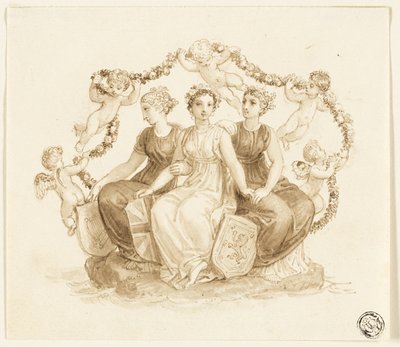 Alegoria Anglii, Szkocji i Irlandii autorstwa Thomas Stothard