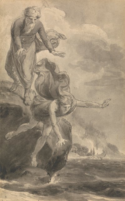 Uma das seis ilustrações para o polimento "As aventuras de Telêmaco, filho de Ulisses" de Fenelon autorstwa Thomas Stothard