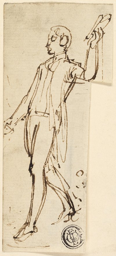 Szkic stojącego mężczyzny z podniesionym ramieniem autorstwa Thomas Stothard