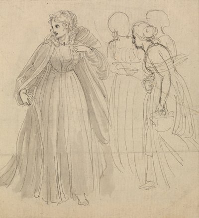 Estudo para Ilustração - Uma Princesa com seus Atendentespolonês autorstwa Thomas Stothard