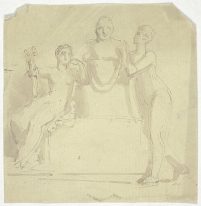 Dwie postacie kobiece z biustem autorstwa Thomas Stothard
