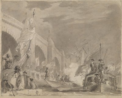 Westminster Bridge i Royal Barge (The Royal Barge i Westminster) autorstwa Thomas Stothard