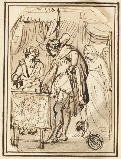 Młody mężczyzna przy stole skryby autorstwa Thomas Stothard