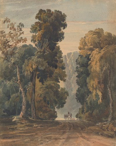 Koń, fura i kierowca na szerokim, wysadzanym drzewami pasie ruchu autorstwa Thomas Sully