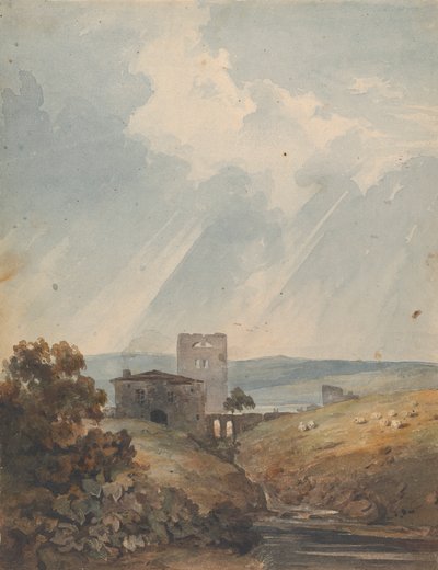 Krajobraz z zamkiem, wzgórzami i górami autorstwa Thomas Sully