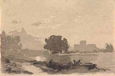 Krajobraz z zamkiem w tle autorstwa Thomas Sully