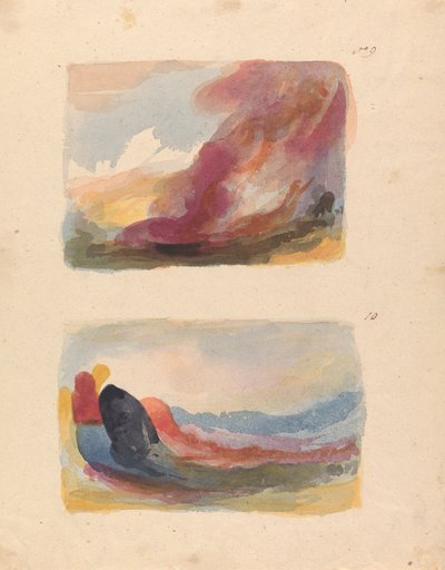 Dwa rysunki na jednej kartce: Pejzaż - Color Wash, Tycjan (nr 9); Pejzaż - pranie koloru, Rubens (nr 10) autorstwa Thomas Sully