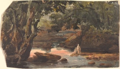 Dwie postacie w strumieniu, otoczone dużymi drzewami autorstwa Thomas Sully