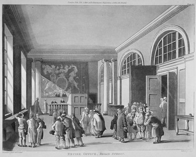 Wnętrze Urzędu Akcyzowego, Old Broad Street, City of London, 1810 autorstwa Thomas Sutherland