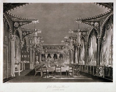 Widok wnętrza gotyckiej jadalni w Carlton House, Westminster, Londyn, 1819 autorstwa Thomas Sutherland