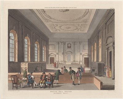 South Sea House, Dywidend Hall, 1 lutego 1810., 1 lutego 1810. autorstwa Thomas Sutherland