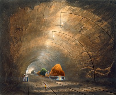 „Tunel”, Liverpool i Manchester Railway, 1833 autorstwa Thomas Talbot Bury